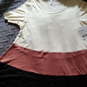 Large lularoe perfect T, color block.
